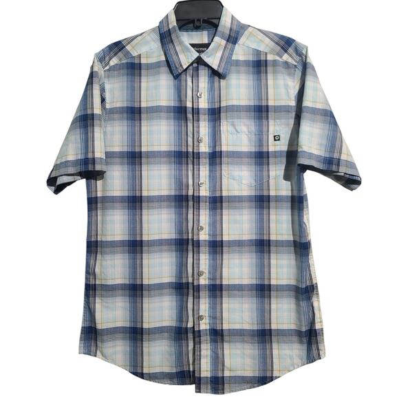 Marmot Blue Plaid Short Sleeve Button Shirt Size S - Picture 1 of 5